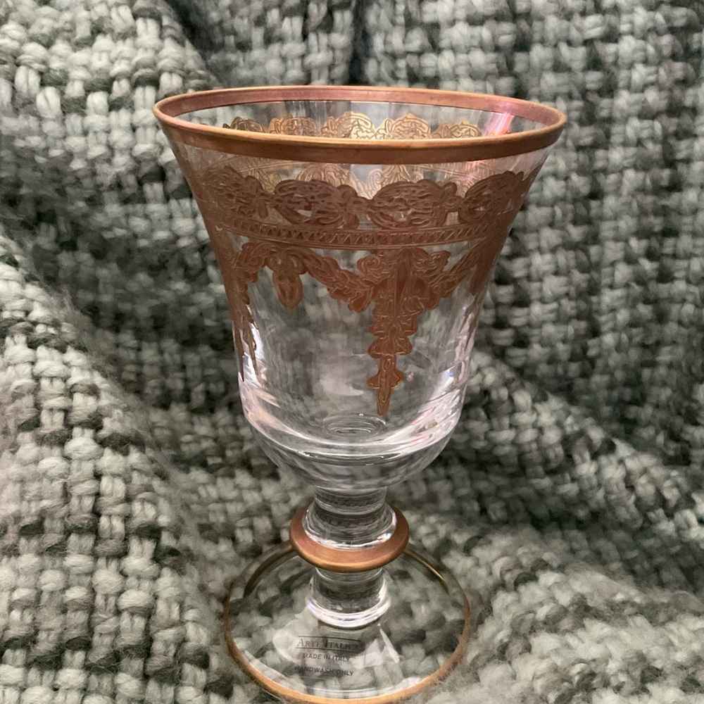 Elegant Gold Trimmed Glass Goblet